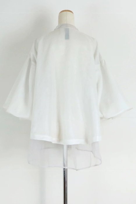 SHINY SPO 獨家代理日本設計師品牌AULA AILA 異材質拼接透膚網紗造型澎袖雙拉鍊設計休閒外套