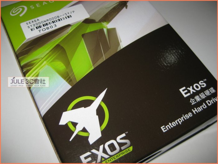 JULE 3C會社-Seagate Exos ST2000NM0008 2TB 全新/3.5吋/7200轉/企業級 硬碟