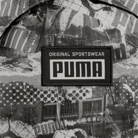 【豬豬老闆】PUMA  Academy 黑灰 LOGO 印花 滿版 休閒 運動 後背包 07913315