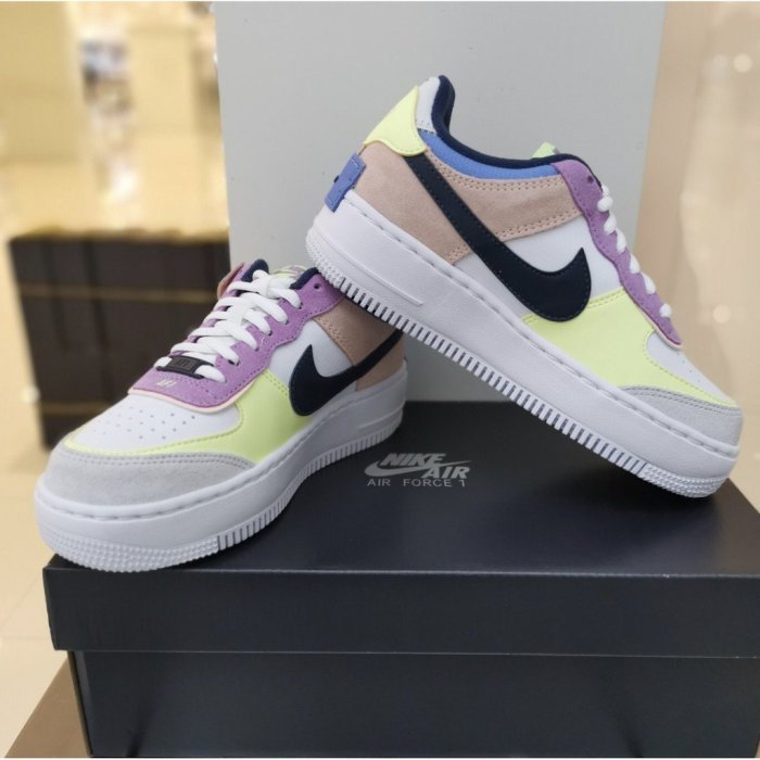 【正品】Nike Air Force 1 Shadow 灰紅藍 馬卡龍 女 CU8591-100/CU8591-001潮鞋