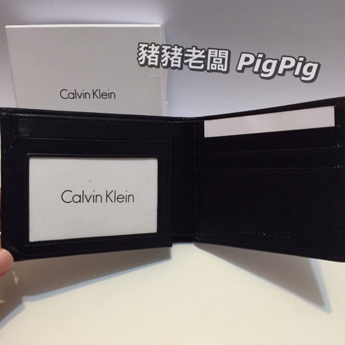 【豬豬老闆】Calvin Klein CK 三折 皮夾 真皮短夾【現貨正品】黑色 原廠盒