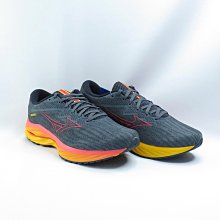 Mizuno J1GC230351 WAVE RIDER 27 男慢跑鞋 黑灰橘紅【iSport愛運動】