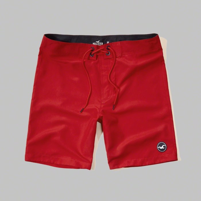 【HOLLISTER Co.】【HCO】【零碼30】HC男款海灘褲小鷗圓章素款紅 F09160701-22