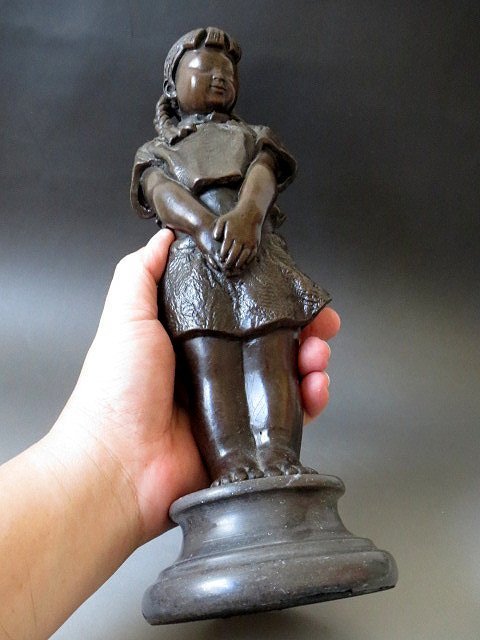 【 金王記拍寶網 】( 常5) H384  中國近代藝術品 銅雕雕塑 銅雕少女一尊  罕見稀少美品