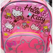♥小花花日本精品♥ Hello Kitty 趴姿粉色豹紋蝴蝶結書包後背包
