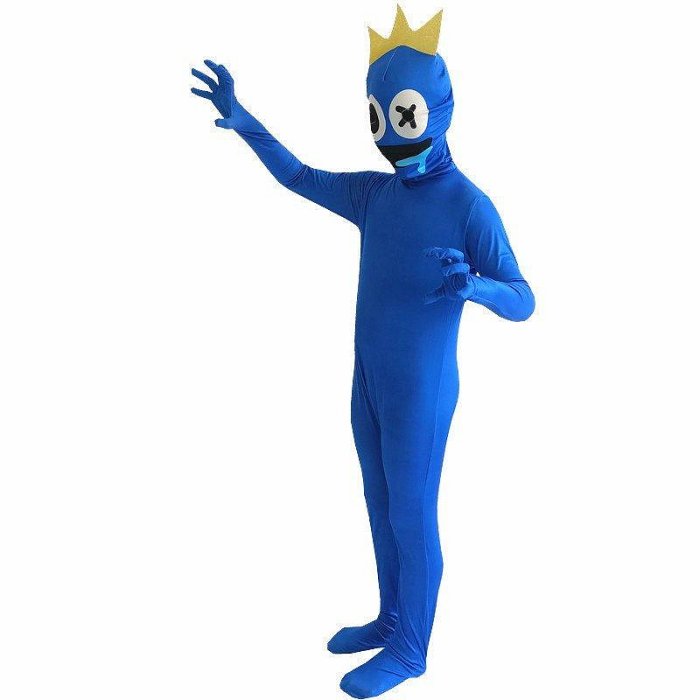 【精選好物】萬聖節彩虹朋友ROBLOX遊戲cos衣服藍色小怪物服裝連身衣成人兒童親子裝