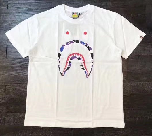 日本bathing ape Bape Store HongKong香港店13周年别注迷彩鯊魚短袖T恤男女黑白tee