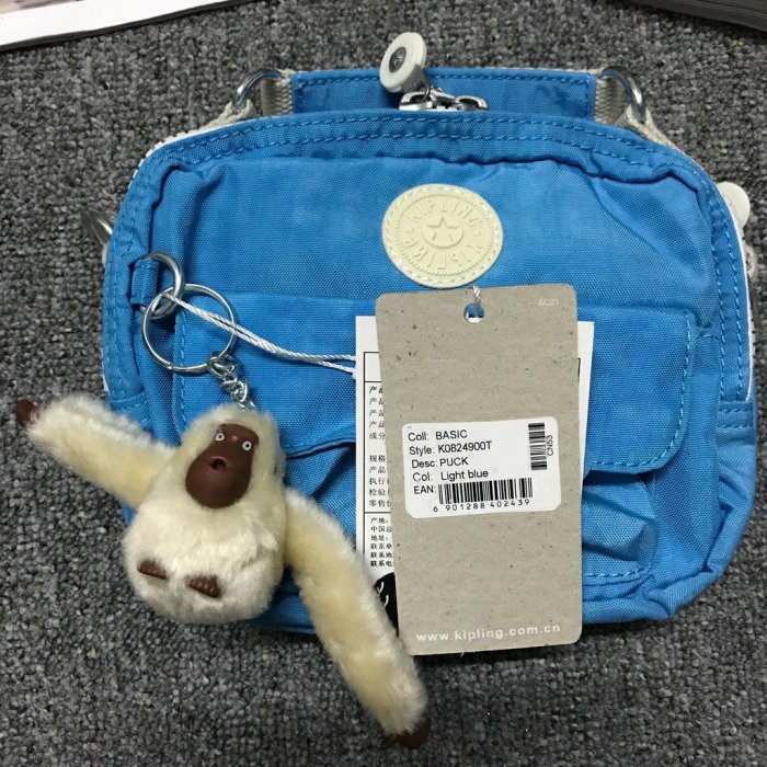 ＊米猜Shop＊全新 Kipling 猴子包 K08249 淺藍色 PUCK迷你款後背斜挎手提側背肩背包雙肩包斜背包多用女包