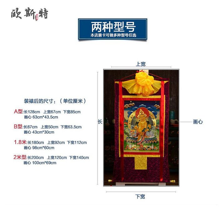 黃財神唐卡裝飾畫西藏手工仿手繪雙層裝裱五路財神玄關掛畫嗨購