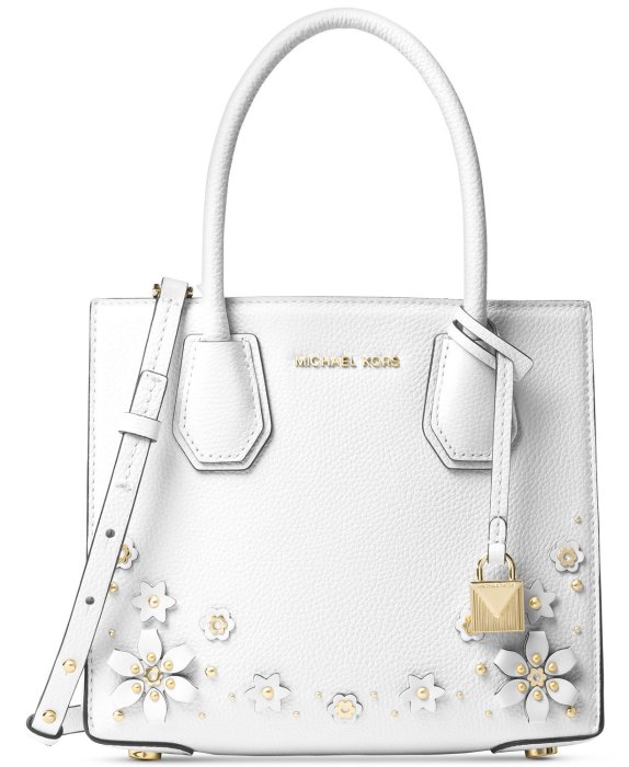 Coco 小舖 Michael Kors Mercer Medium Messenger 白色皮雕花 手提/斜背包