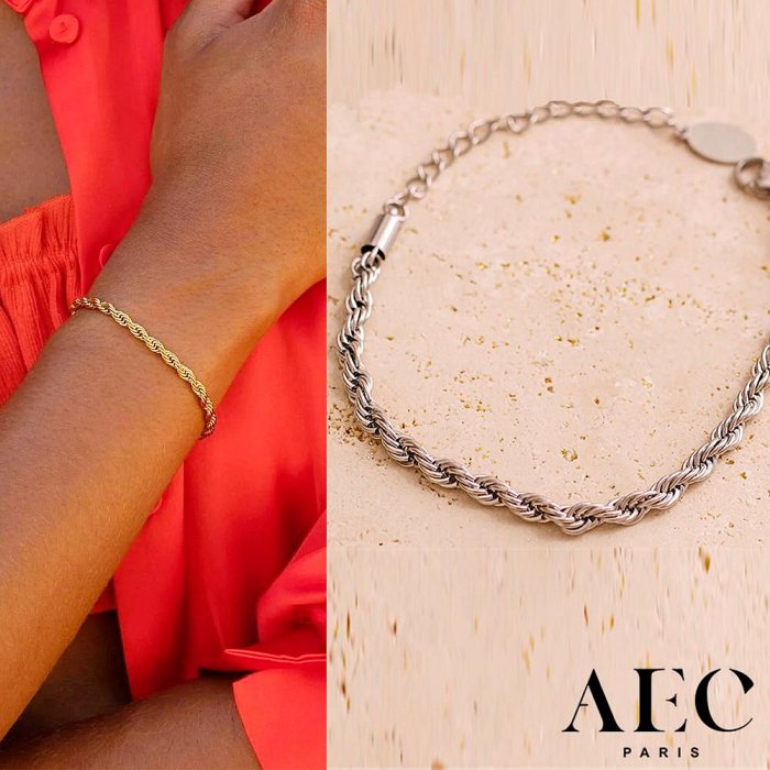 AEC PARIS 巴黎品牌 銀色古巴鍊 簡約麻花編織手鍊 CHAIN BRACELET APUS