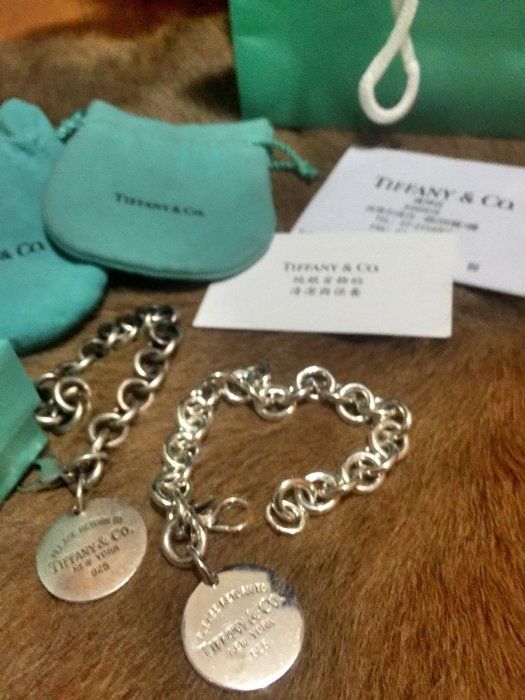 Tiffany 經典圓鈍 手鍊 925 純銀 保証正品 高雄漢神購入