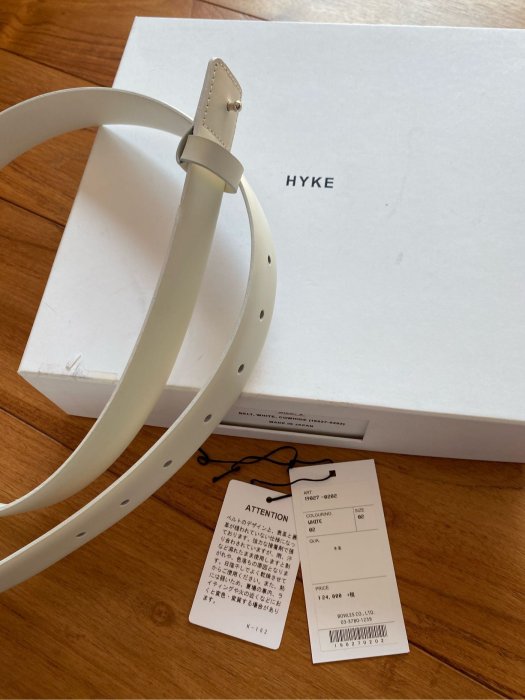 日本製 HYKE OFF WHITE LEATHER BELT 2號 COWHIDE 真皮 牛皮 皮帶 日本設計師品牌 極簡