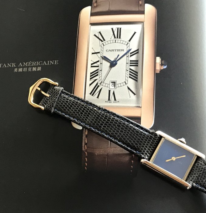 Cartier 附原廠盒  TANK 女用錶 blue