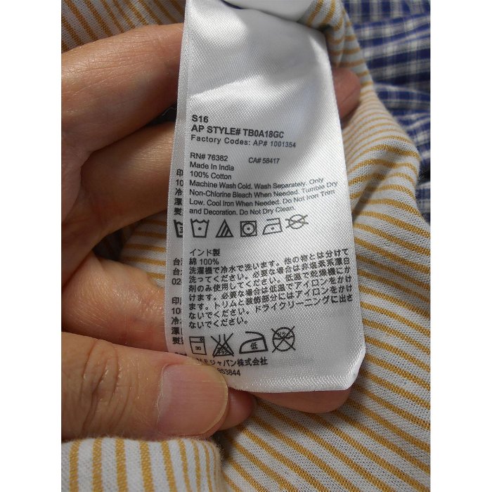 男 ~【Timberland】海軍藍+白色格紋休閒襯衫 XS號(5C60)~99元起標~
