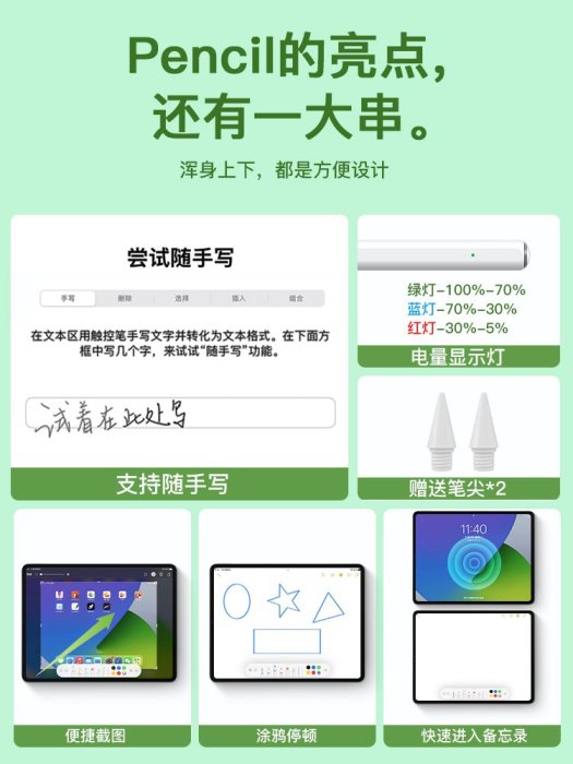 爆款~Apple Pencil二代電容筆防誤觸蘋果iPad筆繪畫磁吸筆觸控筆手寫筆-HI百貨