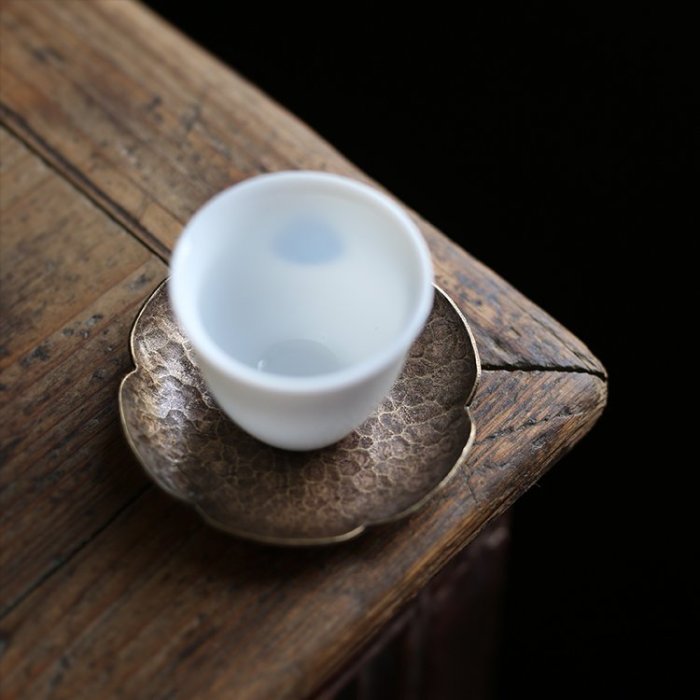 杯墊杯托茶托6客組小葵花杯墊手工青銅打造日式風格茶席搭配茶杯~嵐雲茶業~