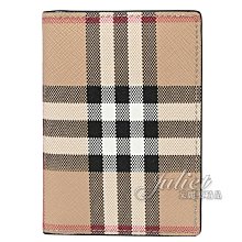 【茱麗葉精品】全新商品 BURBERRY 專櫃商品 8055268 經典格紋印花對開隨身卡片夾.卡其 現貨