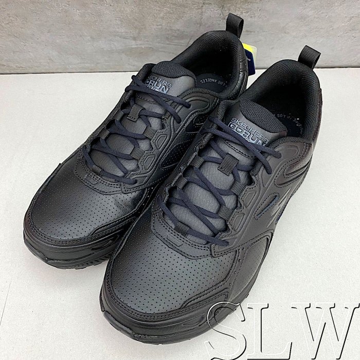 『 SLW 』220085BBK 男 SKECHERS GO RUN CONSISTENT 皮革 慢跑鞋 全黑