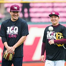 貳拾肆棒球-日本帶回日職棒東北樂天田中將大選手NPB100勝紀念實際使用式樣短袖排汗衫/XXL