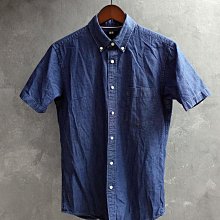 CA 日本品牌 UNIQLO 藍色仿舊 純棉 短袖襯衫 S號 一元起標無底價q841