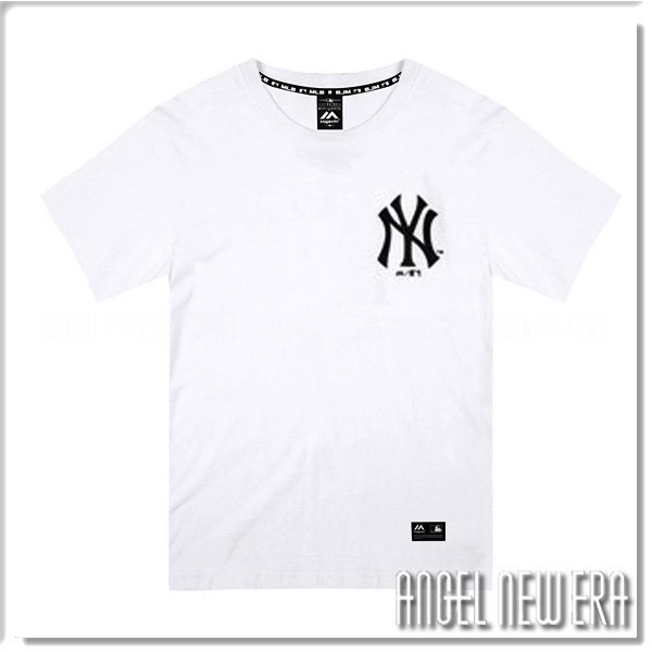 【ANGEL NEW ERA】Majestic MLB 短T NY 紐約洋基 象牙白 前Logo 印花 潮流 穿搭