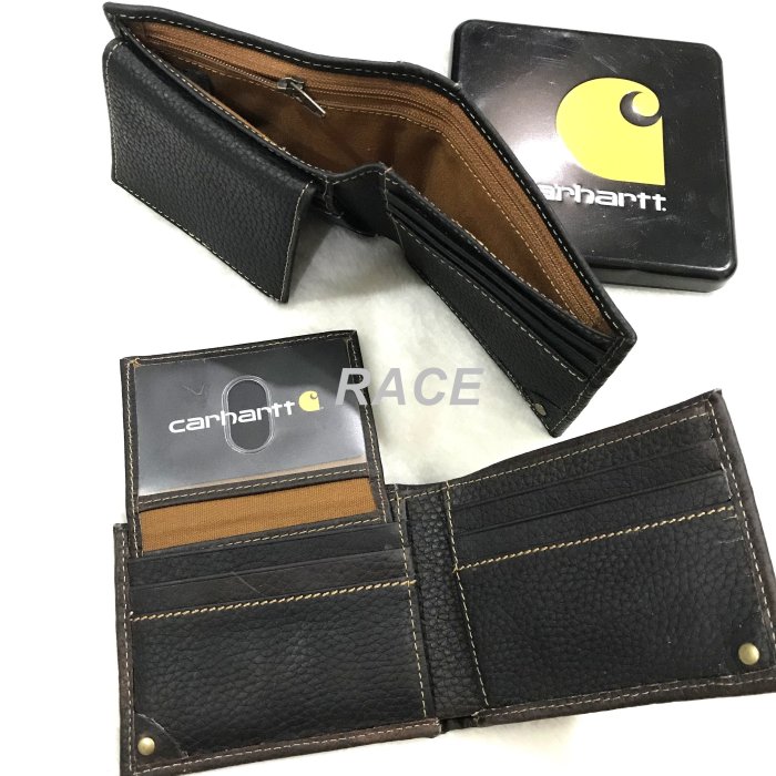 【RACE】CARHARTT PASSCASE WALLET 皮夾 短夾 錢包 拉鍊 皮革 工裝 卡哈 黑 咖啡
