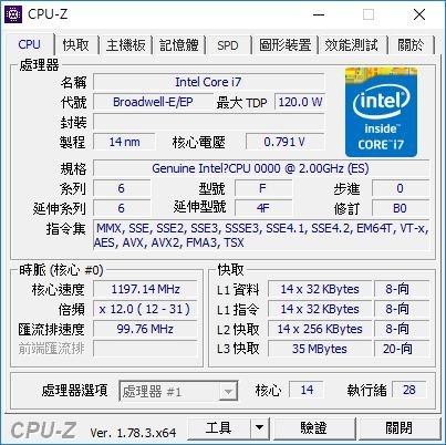 【含稅】Intel Xeon E5-2660 V4 2.0G QHZF 14核28線 120W ES不顯CPU 一年保