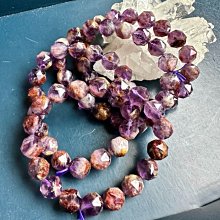 優質天然-料多大刻面紫幽靈 紫鈦晶多礦紫骨幹10-12mm閃亮鑽石面（單圈）手珠手鍊DIY 串珠項鍊