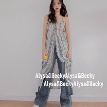 現+預 免運 2色垂感碎花拼接高腰吊帶連身裙0328～Alysa&Becky～