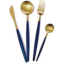 餐具不鏽鋼藍金刀叉勺子4件套E109-3