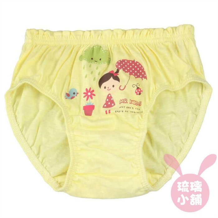 《琉璃的雜貨小舖》韓國 雨天女孩 女童純棉三角內褲 五件組