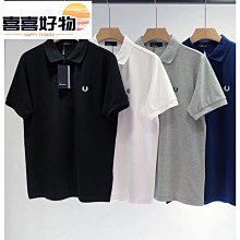 Fred Perry麥穗POLO衫  男士刺繡素色短袖POLO衫60S雙股雙紗珠地網眼全棉材質親膚 透氣 舒適~喜喜好物~