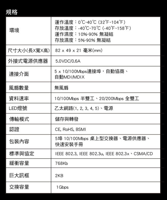 ~協明~ Mercusys水星網路 MS105 5埠10/100M桌上型交換器 switch hub / 三年保固