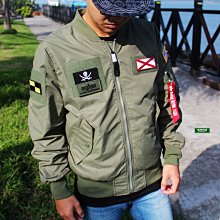 南◇ 現 ALPHA INDUSTRIES MA-1 FLIGHT JACKET 可拆貼布臂章 軍綠飛行外套