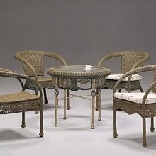 [家事達] OA-510-1/2 鋼藤強化玻璃 休閒圓桌椅組(一桌四椅) 特價