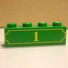 【LEGO樂高】玩具總動員交通工具系列 :黃色外框文字 (一號) 綠色1X4格積木 Green Brick
