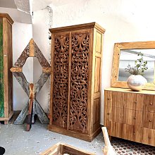 柚木手工雕刻衣物櫃 收納櫃 櫥櫃-Carved Cabinet