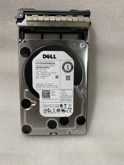 Dell/戴爾 02G4HM 2T SATA 7.2K 3G 3.5寸 2G4HM 拆機原裝硬碟