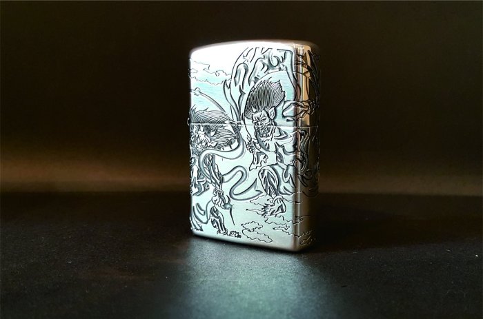 ONE*$1~*日系*ZIPPO《風神/雷神》三面連續加工*鍍銀蝕刻| Yahoo奇摩拍賣