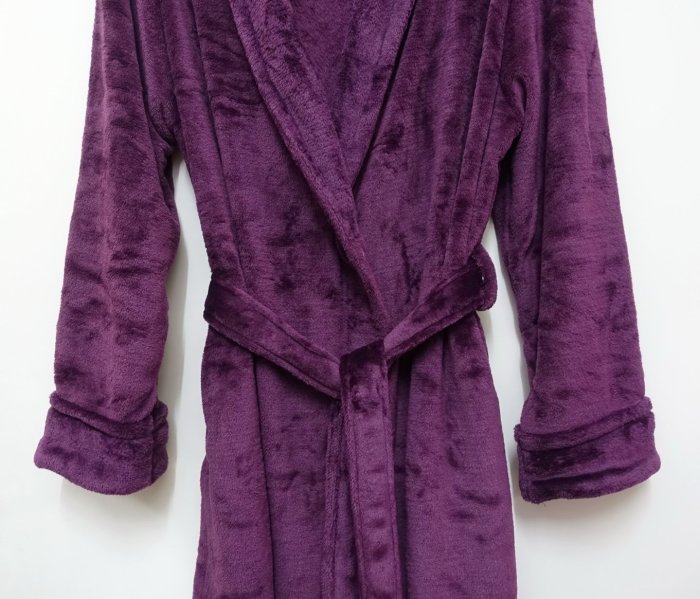 英國專櫃原單 睡袍 浴袍 法蘭絨 睡衣 超柔軟 葡萄紫 M號 L號