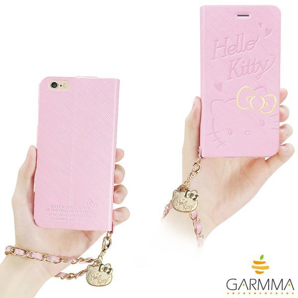 正版 Hello Kitty iPhone 6 Plus / 6S Plus 5.5吋側掀式摺疊皮套-魅麗粉