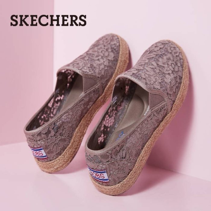 100原廠％Skechers斯凱奇官方女鞋夏季新款蕾絲休閑編織漁夫鞋單鞋66666184