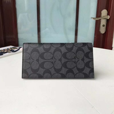 【九妹精品】COACH 75013 經典PVC印花對折男士長夾 錢包 黑色 咖啡色