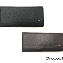 【寧寧精品*台中皮夾店】Crocodile 原廠正式授權經銷商 黑色 咖啡色 全真皮牛皮附拉鍊男用長夾皮夾 3511-3