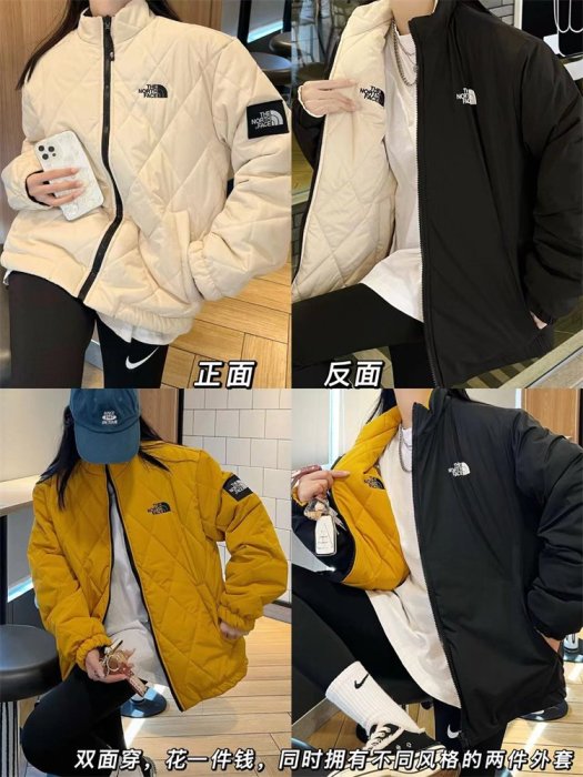 THE NORTH FACE 北面情侶雙面穿棉衣 韓版寬鬆夾克上衣外套 立領風衣保暖百搭防風防寒棒球服 夾克333300