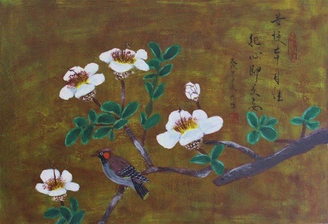 Art in THE【 傑儒書畫】茶花山鳥 無框畫 國畫書法花鳥 壓克力畫西畫複製畫 室內設計 居家店面壁飾