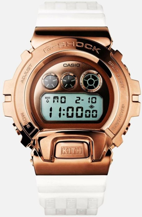 CASIO G-SHOCK x Kith 聯名 手錶 紀念錶  GM6900KTH 4CR 金屬錶殼 玫瑰金 方格 白色 黑色