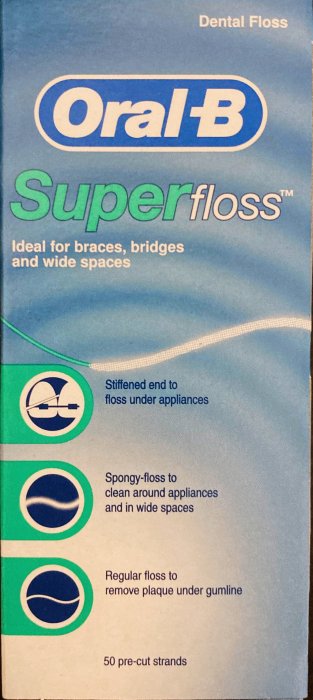 Oral B 三合一牙線 （50條/盒）Super floss 多功能 超級牙線 牙套 矯正 牙橋 英國進口 歐樂B