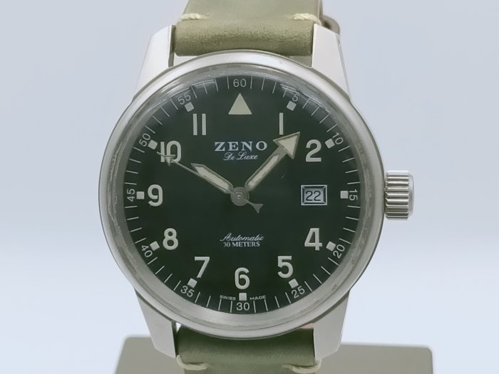 【發條盒子H6554】 Zeno-Watch Basel 芝諾 瑞士軍用錶 數字黑面 不銹鋼自動 經典男錶 6554